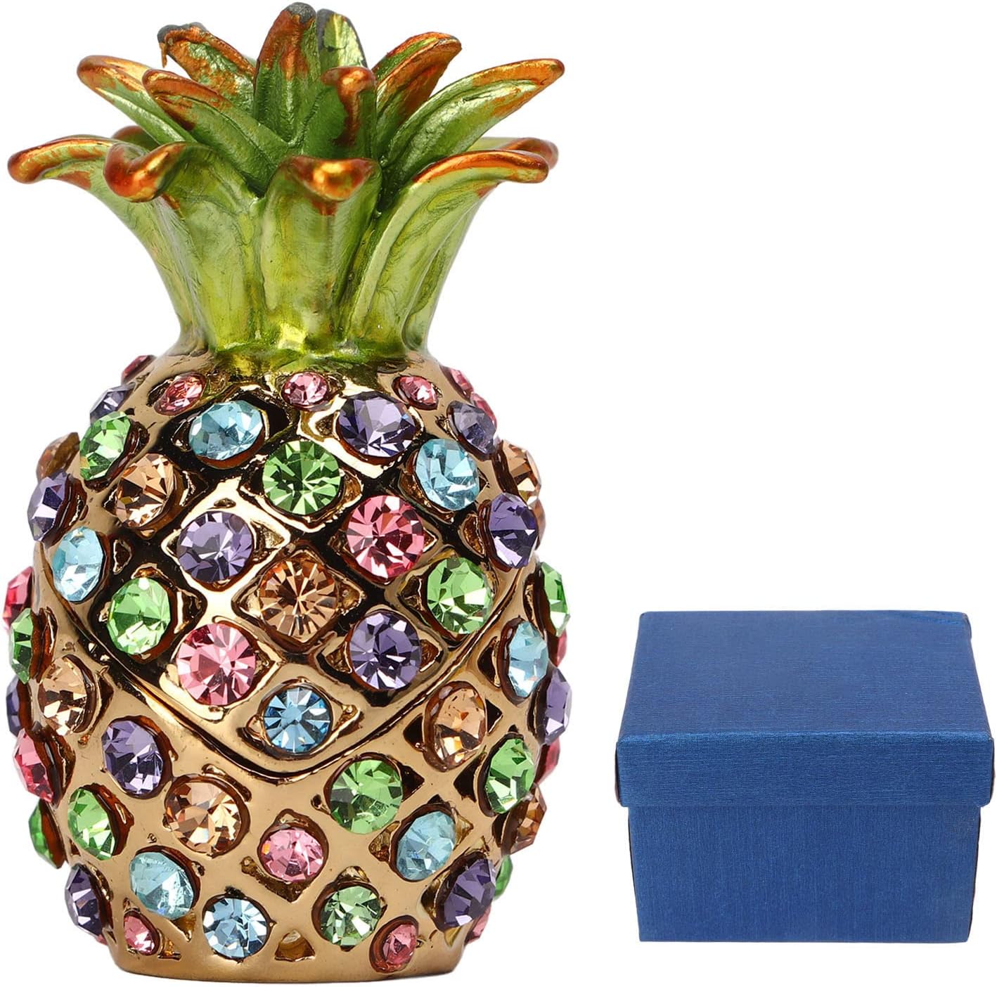 TOPINCN Luxury Metal Alloy Jewelry Box Trinket Case Vivid Colors Bejeweled Box, Metal Trinket Box for Jewelry Dressing Table crystal pineapple