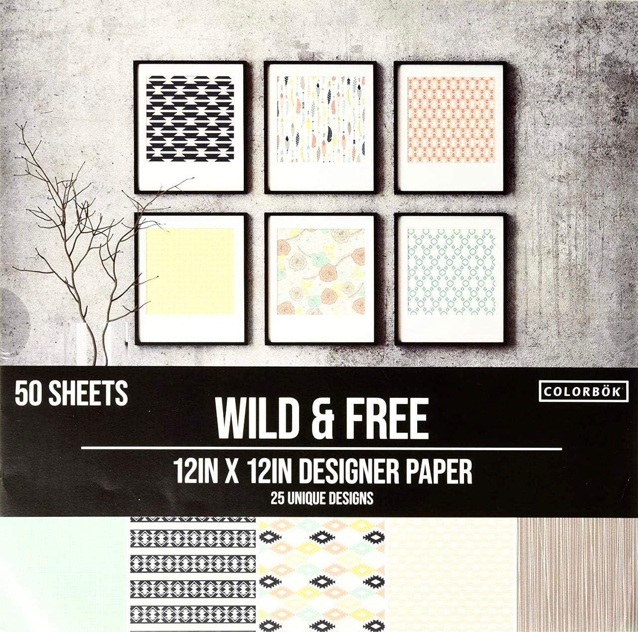 Colorbok Designer Paper Pad, 12" x 12", Wild & Free