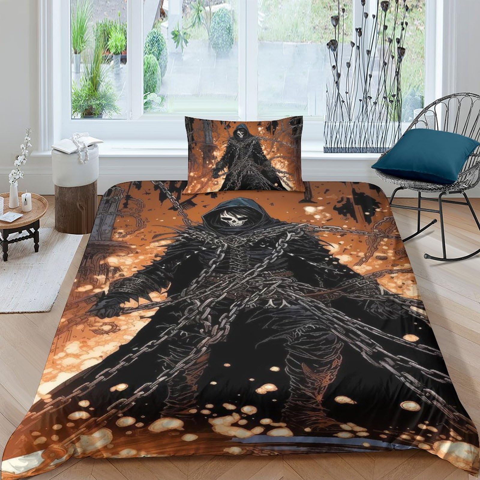 Housse de couette 135x200 Chained Necromancers avec taie d'oreiller pour lit adulte une place