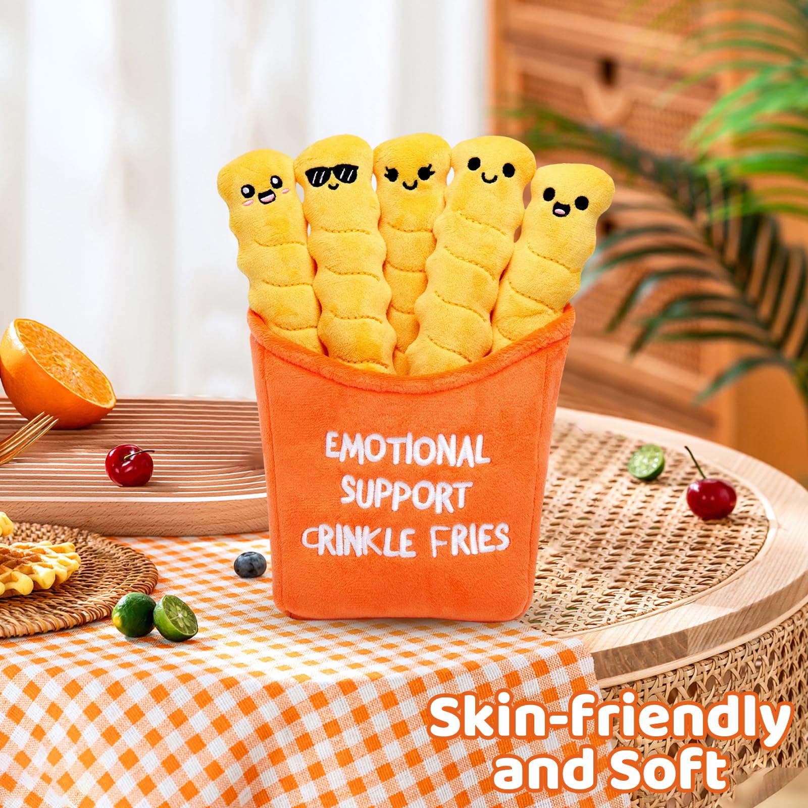 Qubitly 5 Pcs French Fries Emotional Support Box, Plush Positive Gifts with Positive Message - Image 2