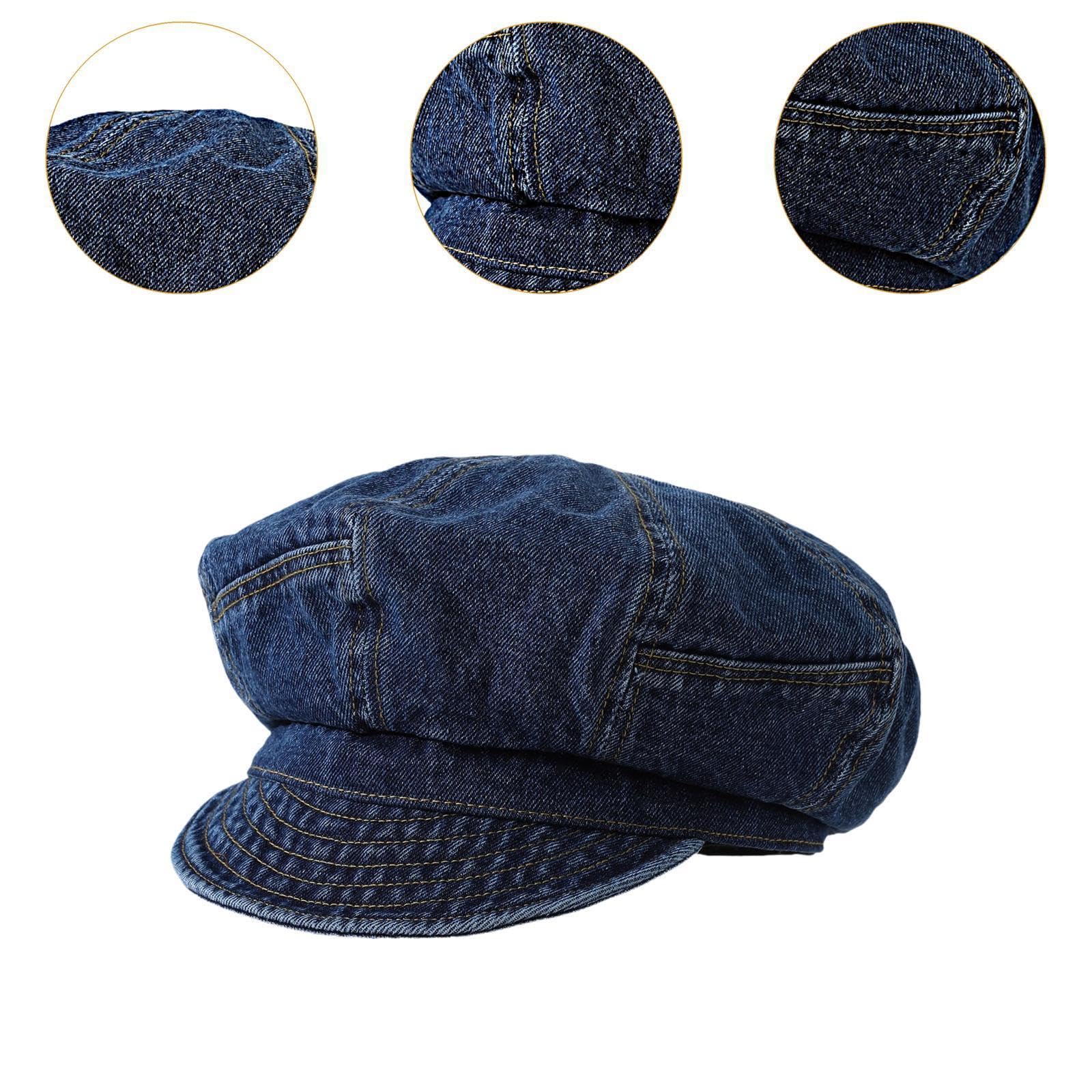 rockible Gorra Plana de Mezclilla para Mujer con Estilo Clásico de Periodista Sombrero Tipo Bebé con Estuche Rígido de Almacenamiento Adecuado para Viajes