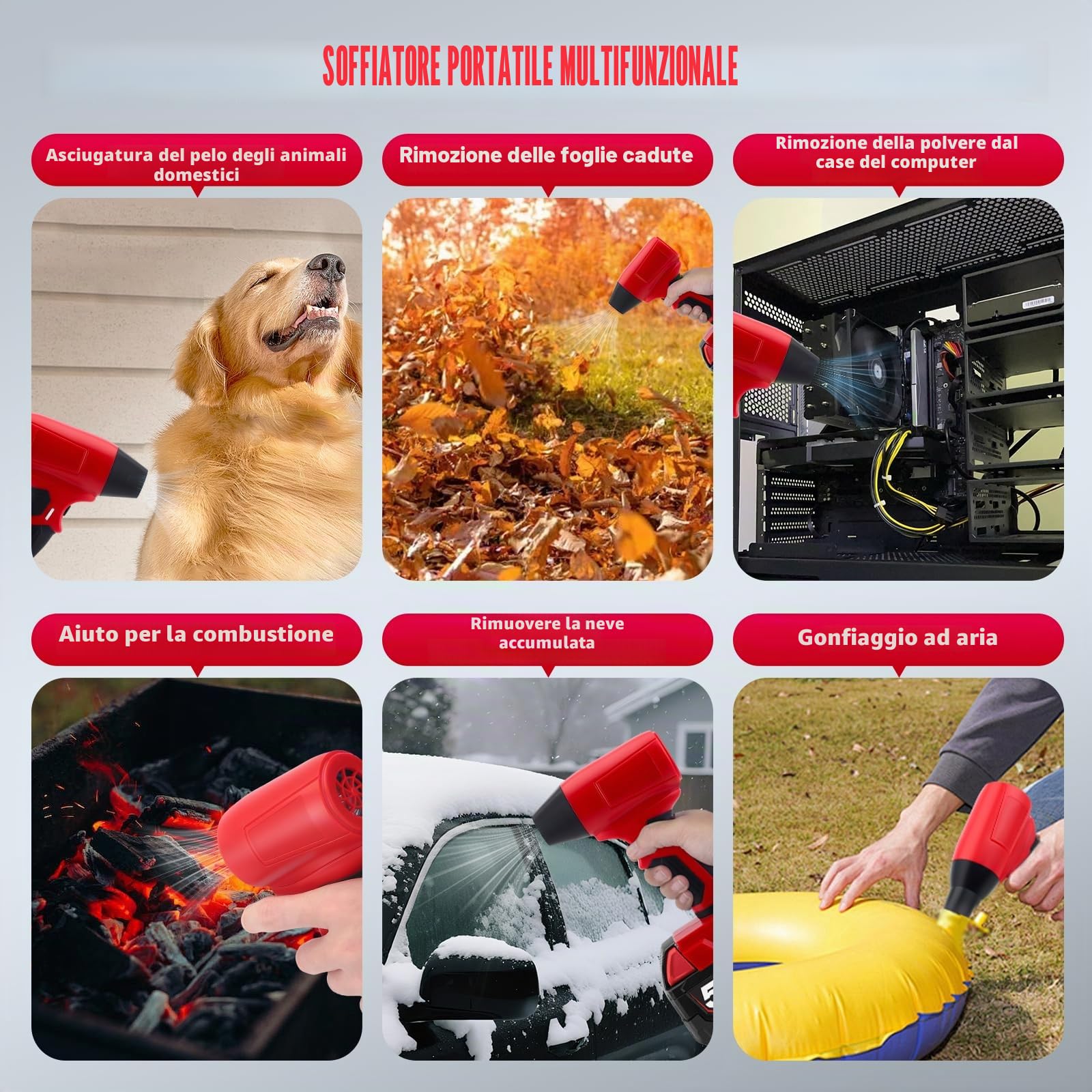 Mini Soffiatore Compatibile Con Milwaukee 18v, 130000rpm Soffiatoren a Batteria Senza Spazzole, Regolazione Continua Della Velocità, Soffiante Turbo Per Foglie, Pulizia, Auto (Batteria Non Inclusa)