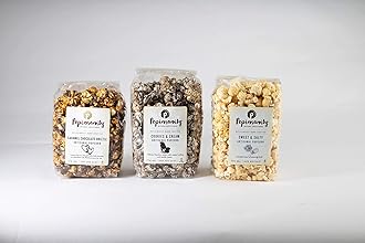 Popinsanity Gourmet Popcorn Deluxe Bag | Non-GMO & Dairy Free - Holiday, Thanksgiving, Corporate, Snacks, Office snacks, Get Well or Birthday Gift (3 Insanely Delicious Popcorn Flavors, 3 Pack)