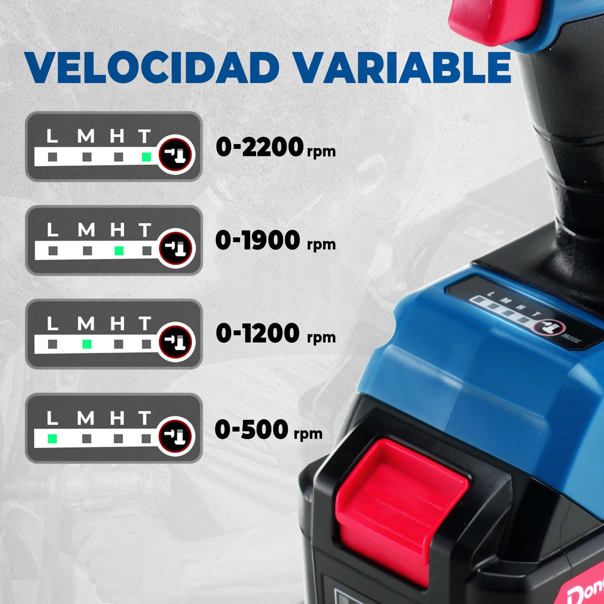Llave de impacto inalámbrica Dong Cheng 20V sin escobillas, par alto 698 Nm, 2200 RPM, 4 modos, llave de impacto de 1/2 pulgada con caja de almacenamiento, incluye 2 baterías 4,0 Ah y cargador
