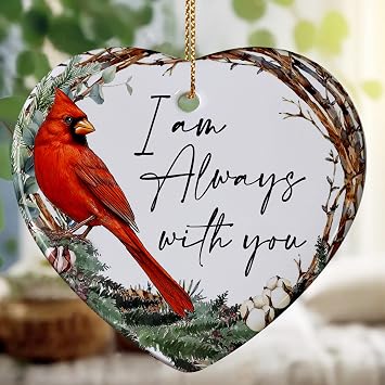 Jocidea Cardinal Ornament, Red Bird Christmas Ornament, Memorial Gift, Remembrance Gift, I Am Always with You, in Memory of Mom Dad Friend Grandma