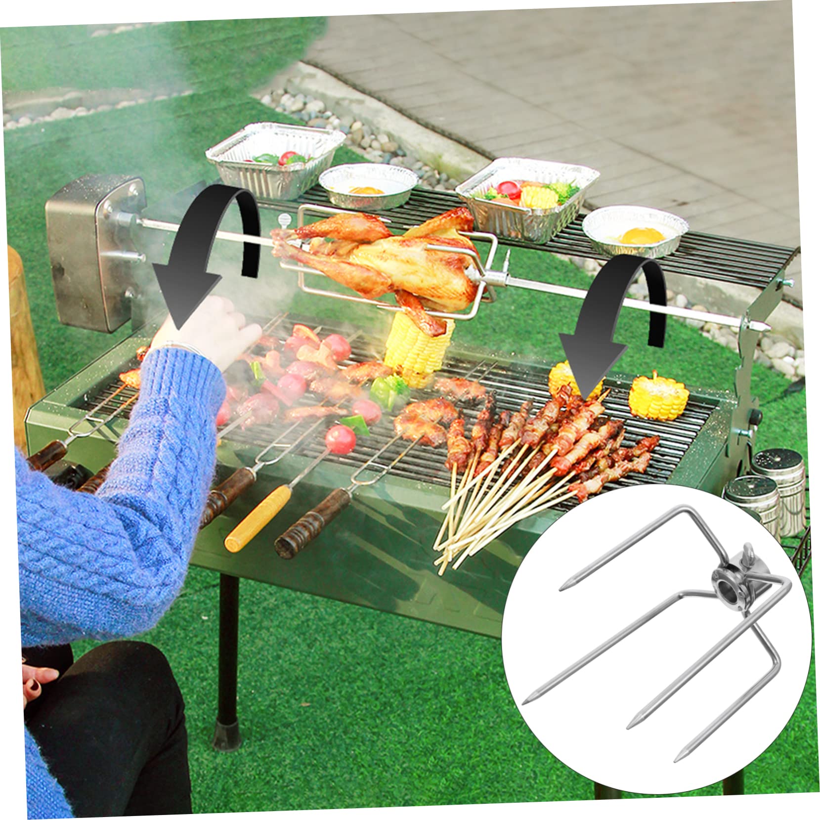 SUPVOX 2piezas Tenedores De Barbacoa De Acero Inoxidable Tenedores Para Asar Carne Accesorios Para Barbacoa Parrillas Al Aire