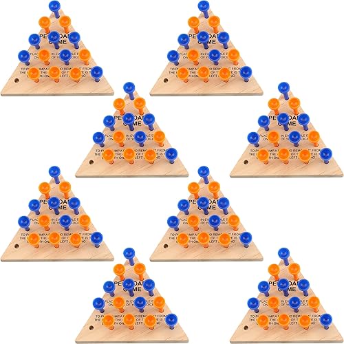 Miniatura 1 de Paquete de 8 juegos de madera triangulares con clavijas de madera para la familia, juego de mesa de aprendizaje, rompecabezas de estrategia para