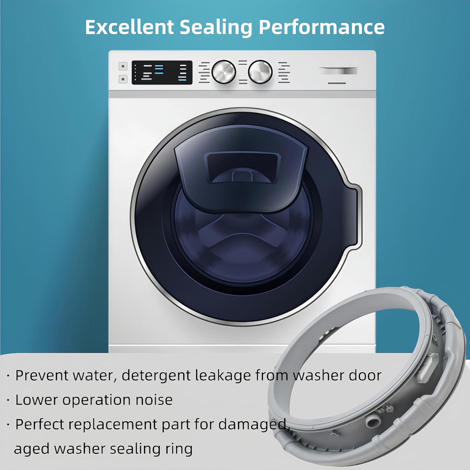 DC64-02805A Washer Door Boot Seal Compatible with Samsung Washer Model WF395BTPASU A1WF393BTPARA A1WF393BTPAWR A2WF393BTPAWR, Washing Machine Door Gasket Replacement Part