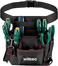 Wiltec Tool Belt with 7 Pockets 24 x 28 cm Tool Organizer, Multiple Compartments for Screwdrivers, Pliers, Hammers and More