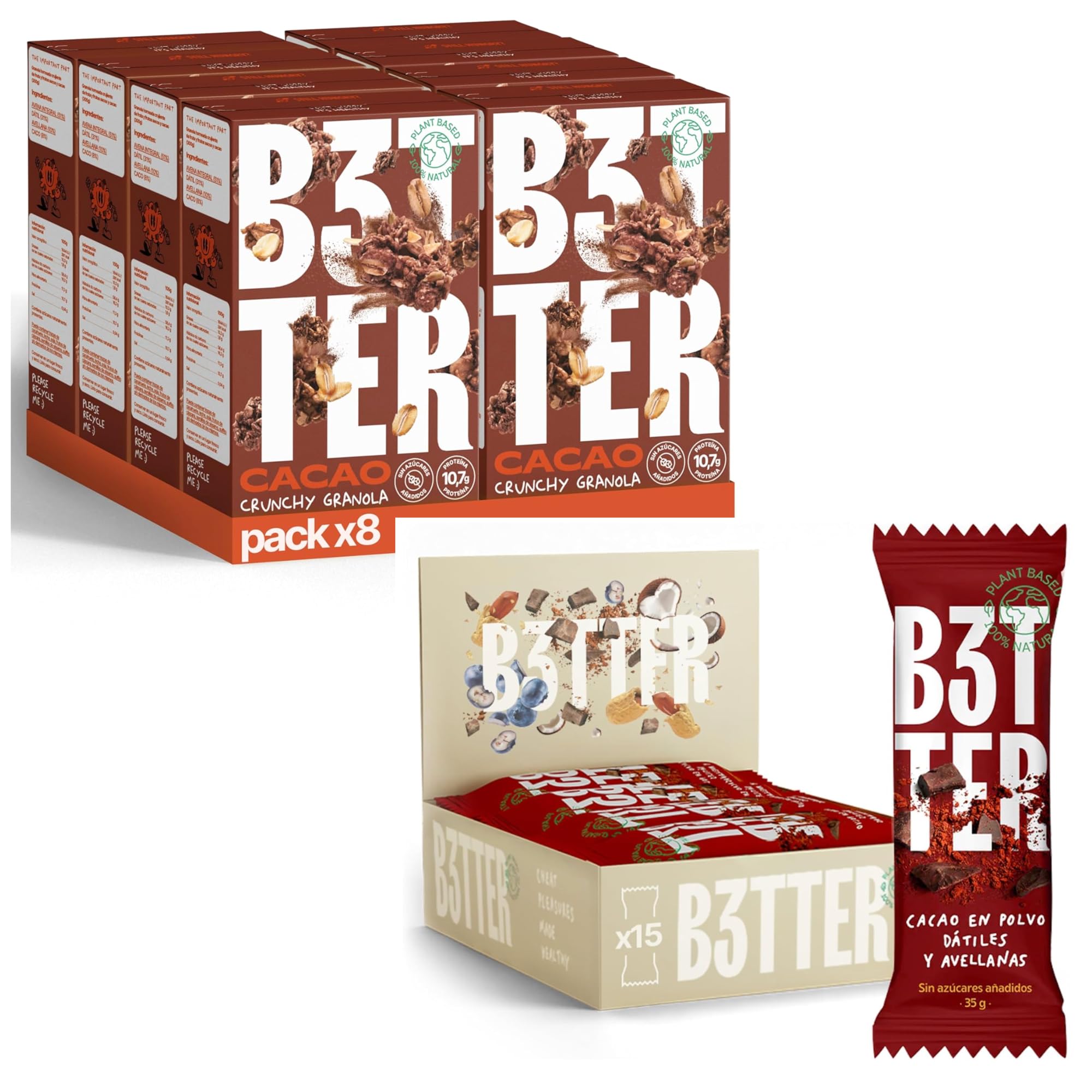 Granola y Barritas naturales de Cacao B3TTER