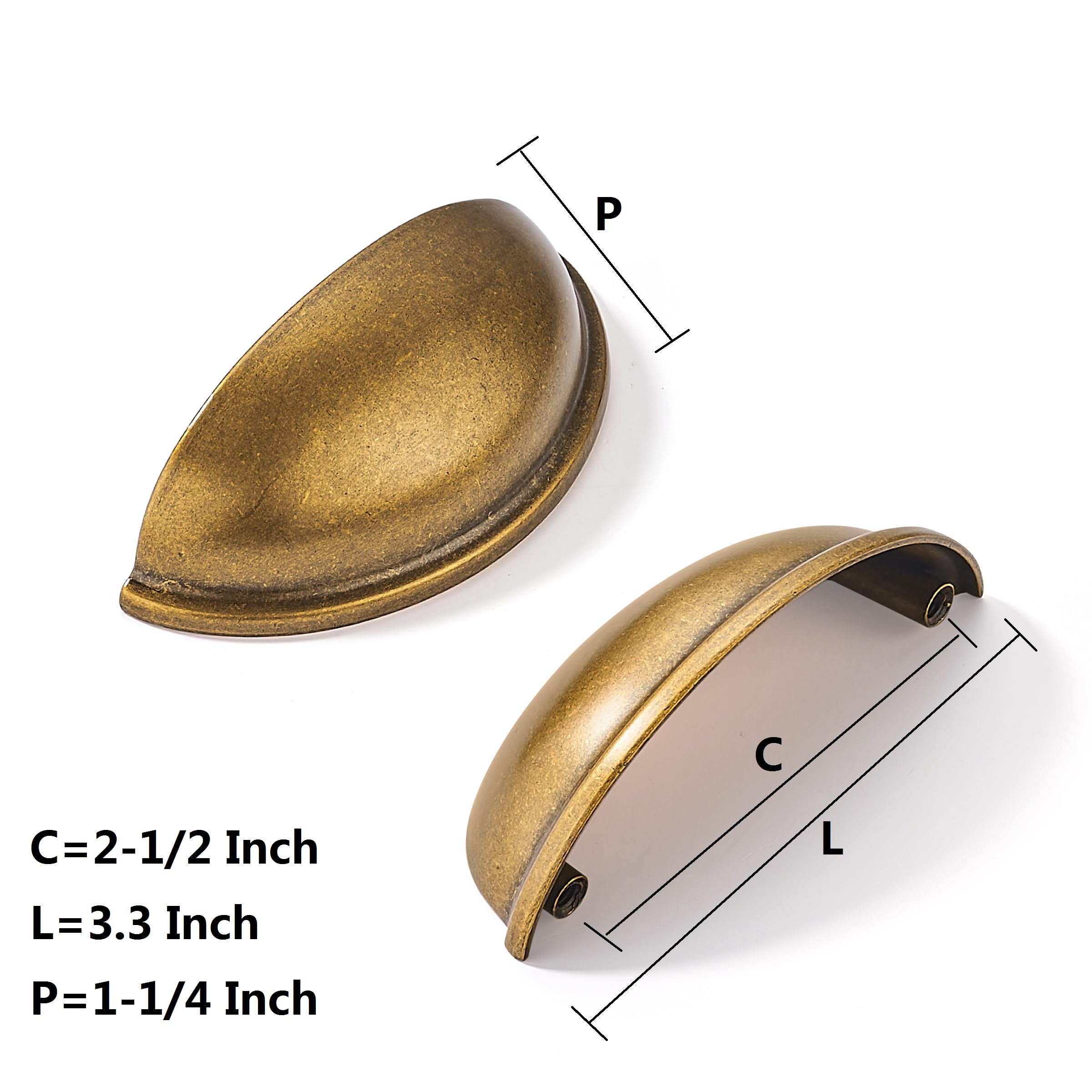 KHTUMEWARE-P9001 Antique English Brass Cabinet Pulls CTC 2-1/2 in (64 mm) 6-Pack in Antique English Brass — KHTUMEWARE