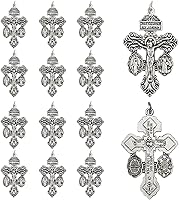 Vista 1 de 12 piezas de crucifijo de perdón para suministros de fabricación de rosario, piezas de cruces de rosario, medalla de San Benito, rosarios católicos