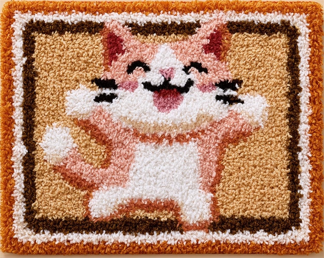 FWRTYCB Latch Hook Rug Kits,Dancing cat