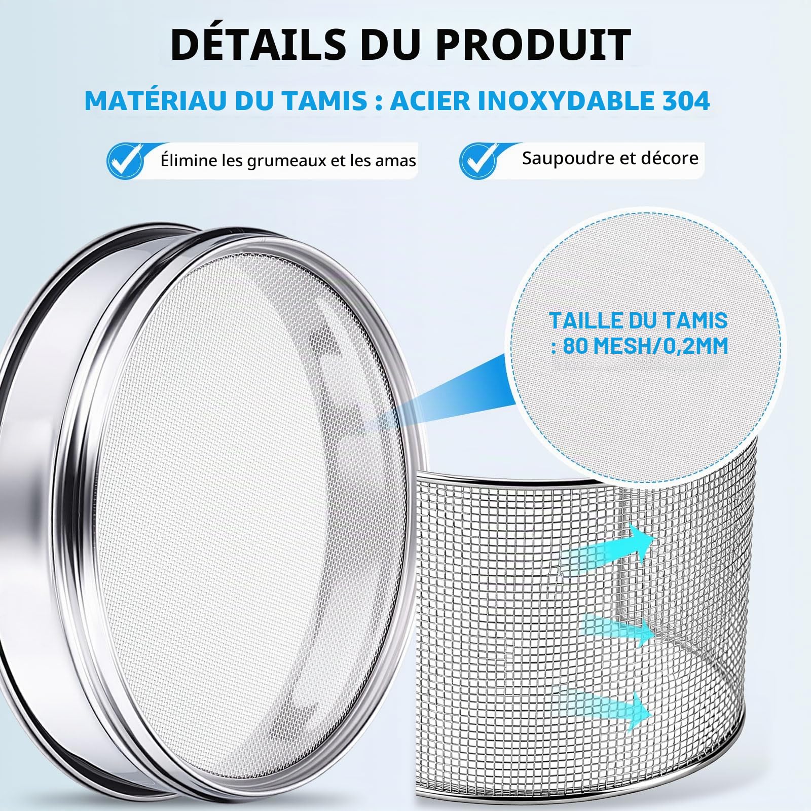 PATIKIL 80 Mesh (0.2mm) Tamis De, 3.9" (10cm) Diamètre Écran De Tamisage 304 Toile Métallique En Acier Inoxydable Tamis À Maille Fine Pour Tamisage Tamis À Sol Écrans De Tamisage