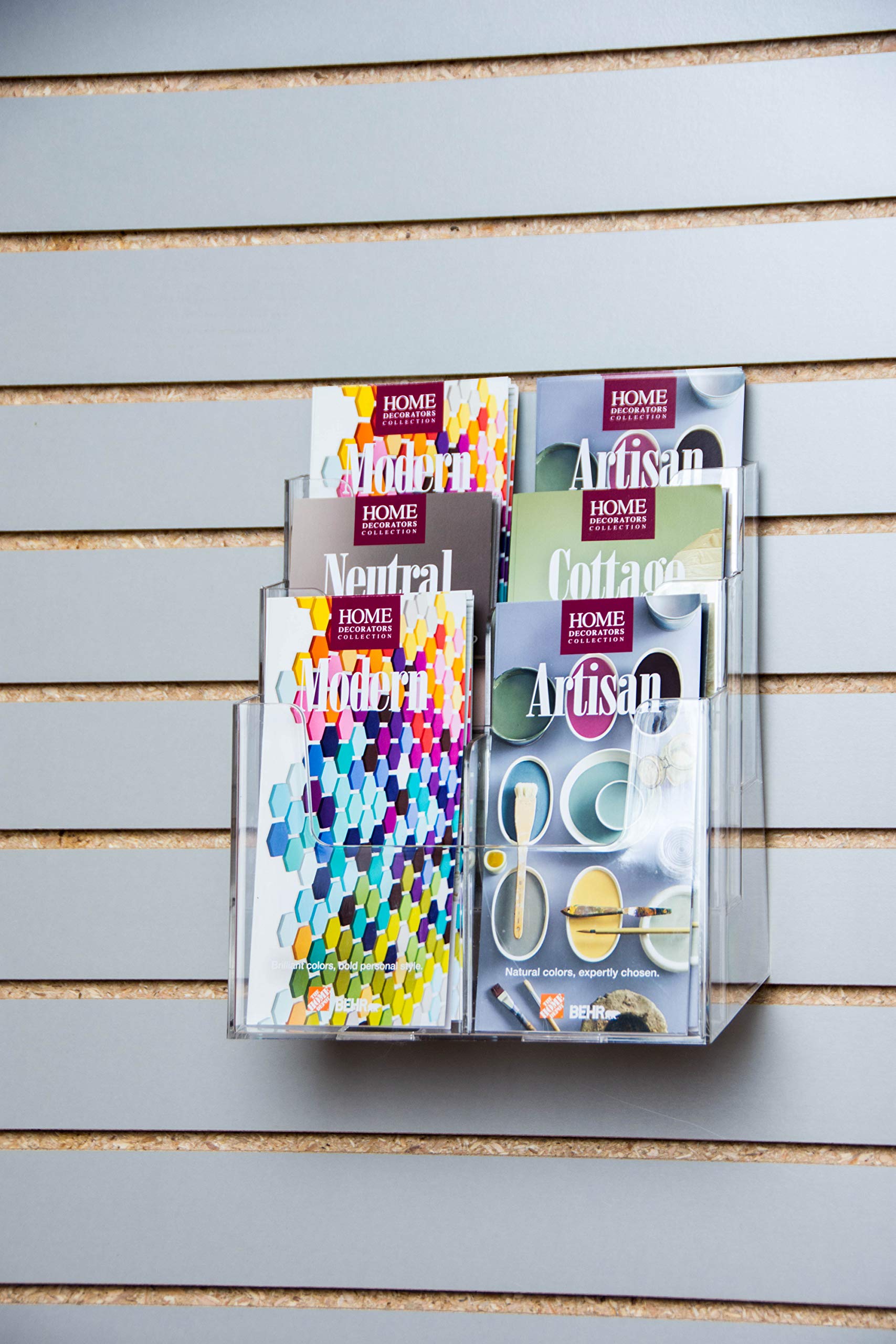 Clear-Ad - LHF-Z83 - Plastic Rack Card Literature - Acrylic 3 Tier 6 Pocket Brochure Organizer - Desktop or Wall Mount Leaflet Rack - Tabletop