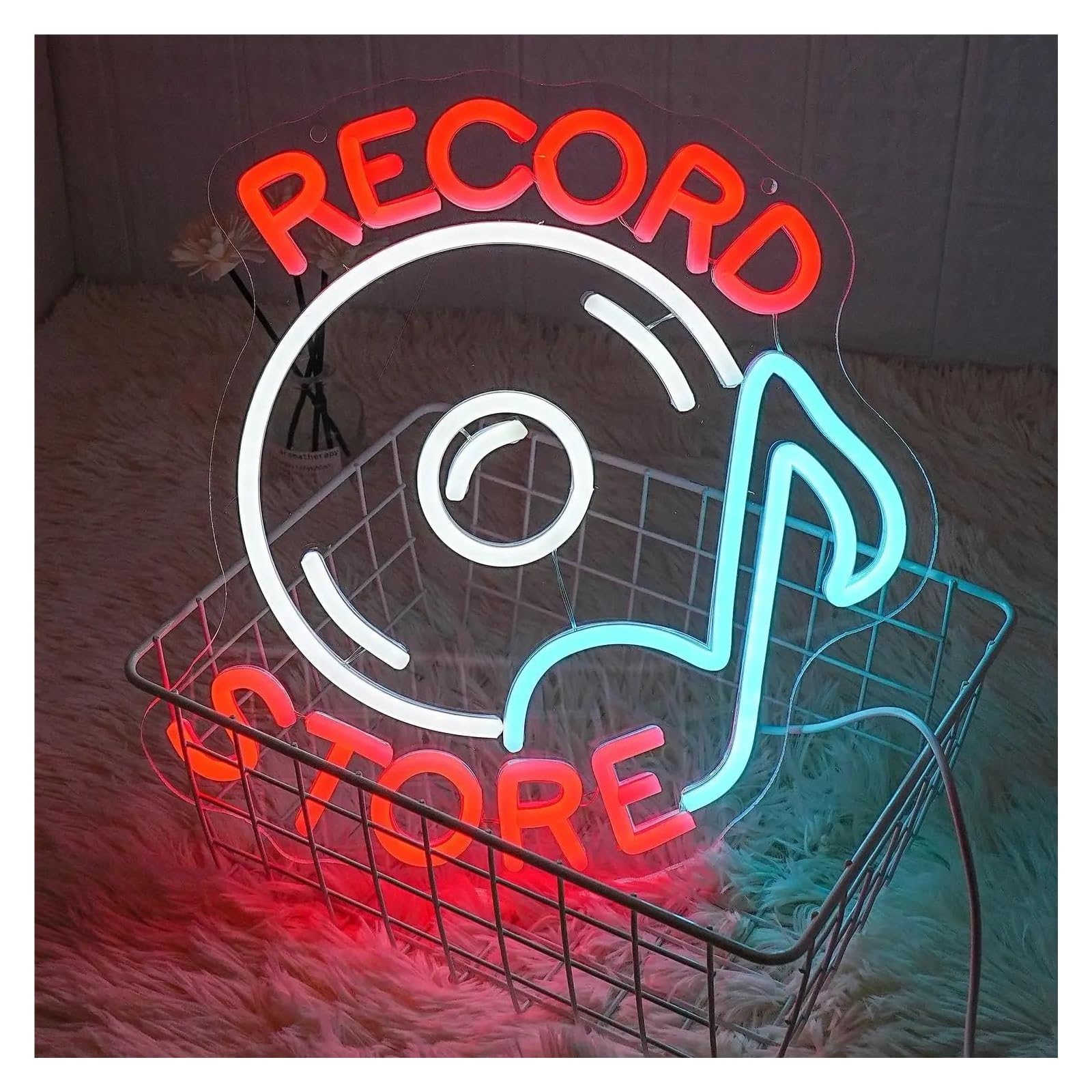 XENITE Luci al Neon Da Parete Insegna Al Neon Per Negozio Di Dischi Luce Musicale Per Decorazione Da Parete Giradischi Per Decorazione Studio Musicale Decorazione Bar Musica Dal Vivo 30 Cm X 32,5 Cm