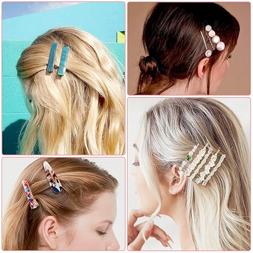 Miniatura 2 de 30 pasadores de resina acrílica, pasadores cridoz y pinzas para el cabello de perlas para mujeres, accesorios para el cabello con flequillos