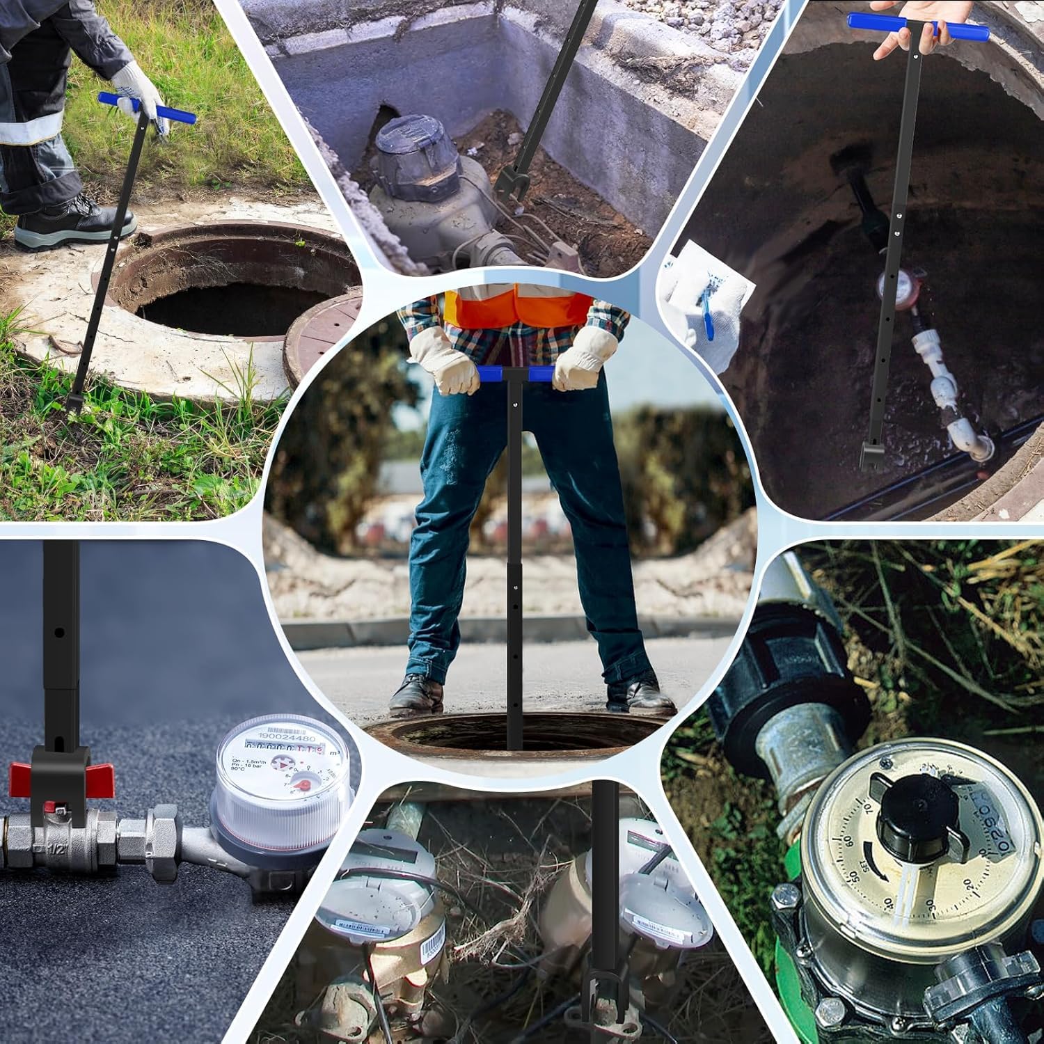 Qcwwy Chiave Contatore Dell'acqua, Chiave per Contatore Dell'acqua Maniglia a T Pieghevole Chiave di utilità Strumento Multifunzionale per L'arresto Dell'acqua per la Riparazione della
