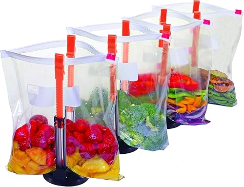 Miniatura 9 de Jokari Paquete de 2 estantes holgados fortificados con ventosa para mayor estabilidad al llenar bolsas de plástico con cierre de cremallera. Clips