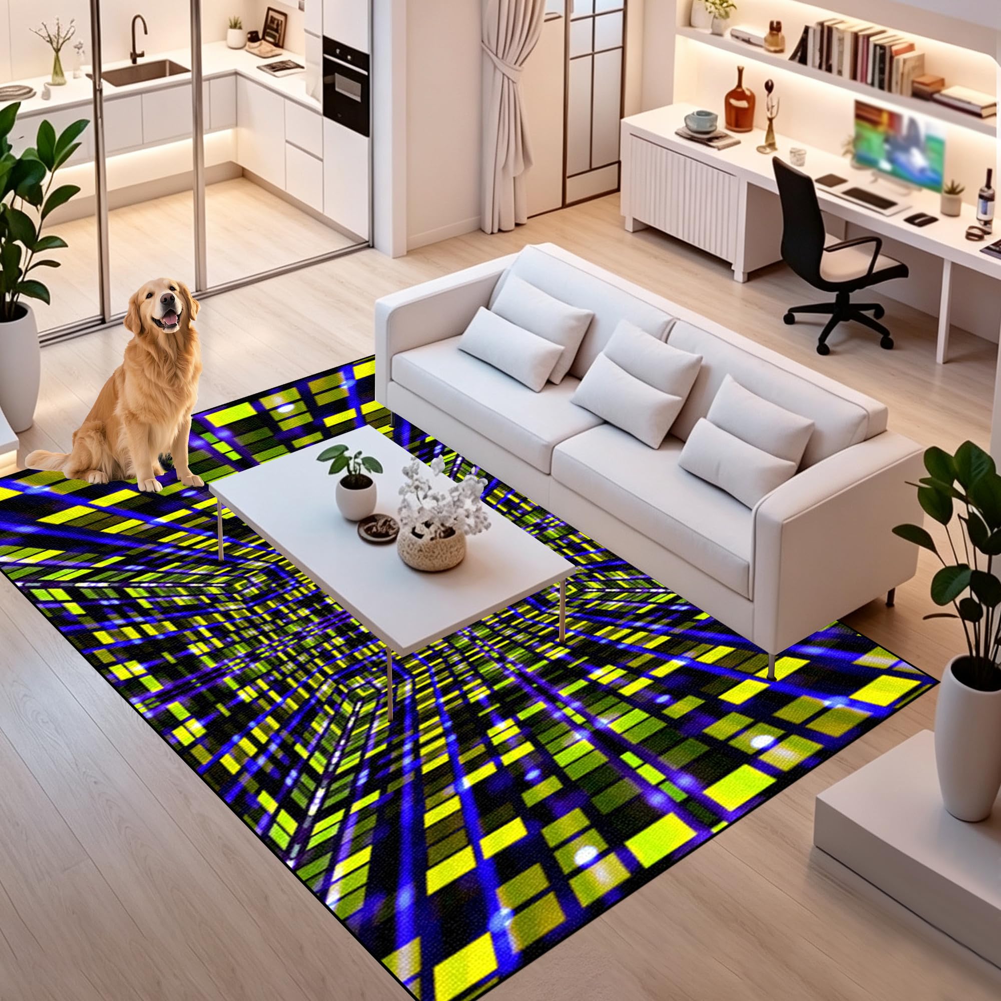 Alfombra Salon Gaming Grande Alfombras Dormitorio Antideslizante Lavable 110 x 160 cm