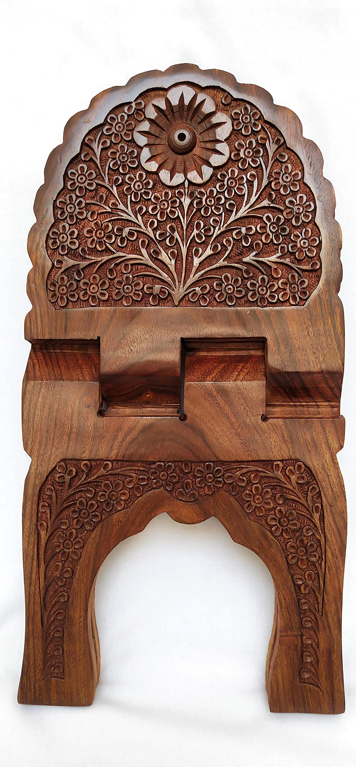 Master Arts Wooden rehal holy Book Stand for Reading Books Rahal in Pure shisham Wood (13 X 7 inches) with Handmade Kashmiri fine Carving Work-image-40