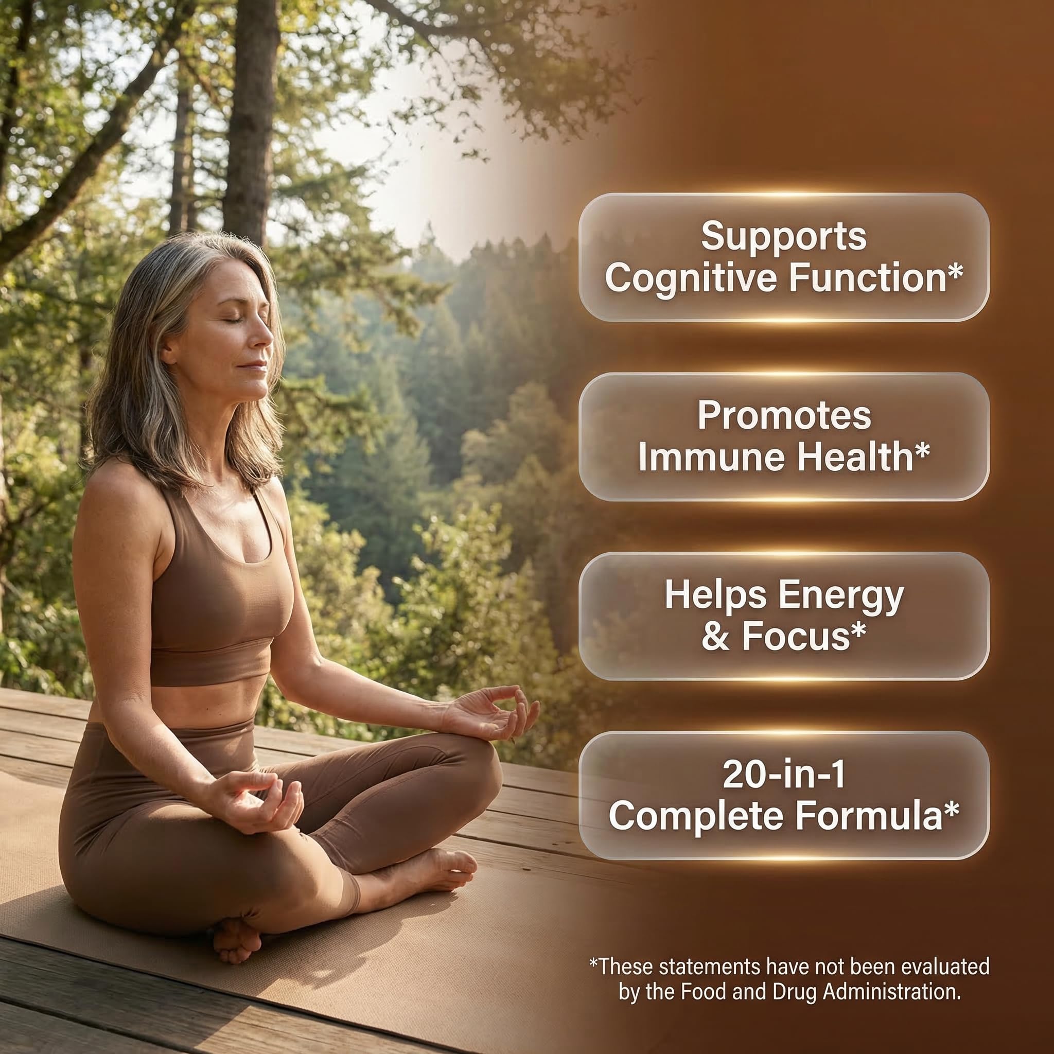 Clean Nutraceuticals Lions Mane 20in1 Mushroom Supplement with Turkey Tail Reishi Cordyceps Chaga Maitake Meshima Poria Cocos Shiitake Oyster Porcini Enoki - 1 Pack — Amazon image 3