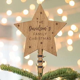 Christmas tree topper tree star family ornament | couples gift or family gift Christmas star ornament | wooden personalised star tree topper (Family Christmas)
