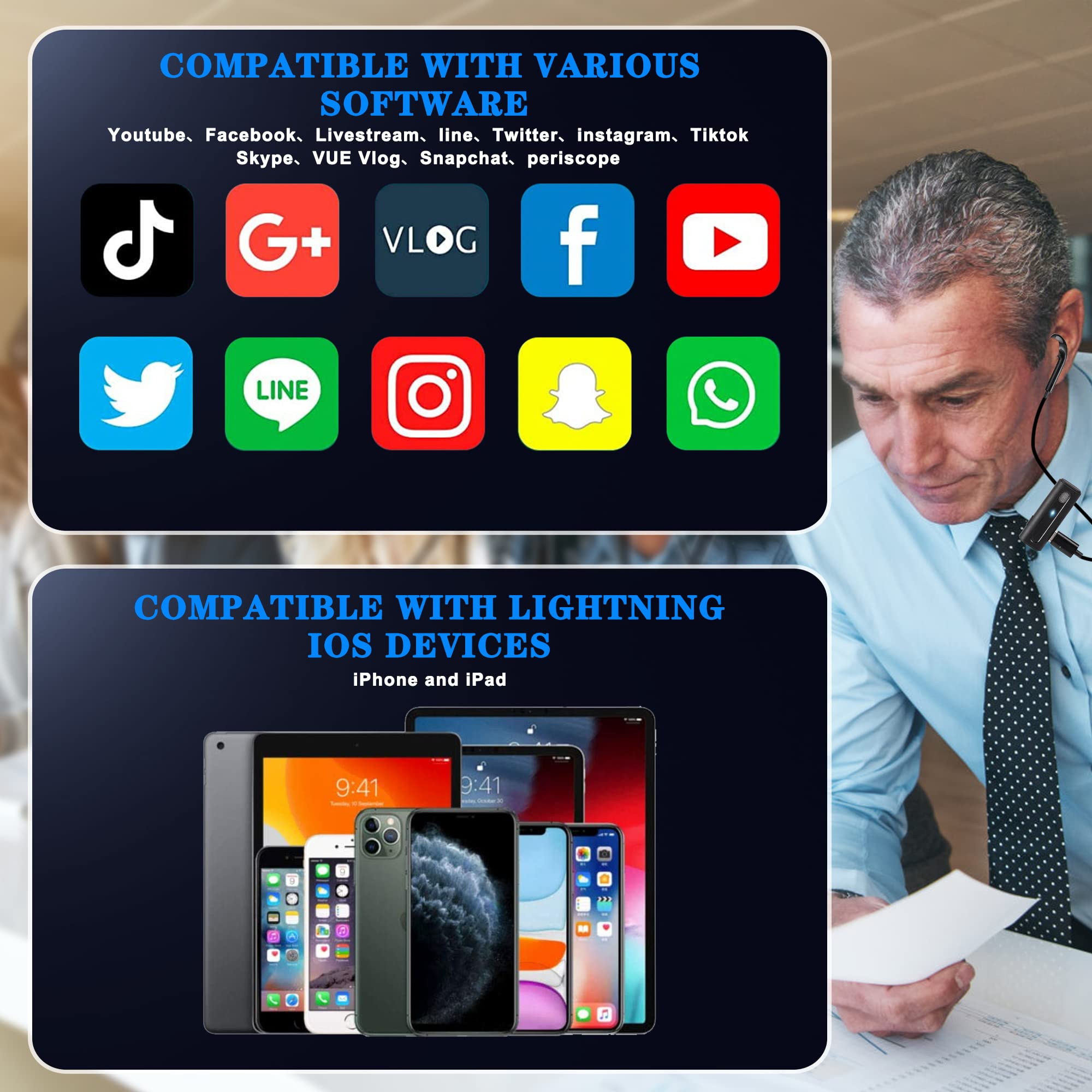 ALLWIN Lavalier Mikrofon, Mini Wireless Noise Cancelling Mikrofon Funk mit Ladetasche, Plug and Play - Ansteckmikrofon für YouTube Facebook TikTok Livestream Vlog Aufnahme, Keine App/Bluetooth