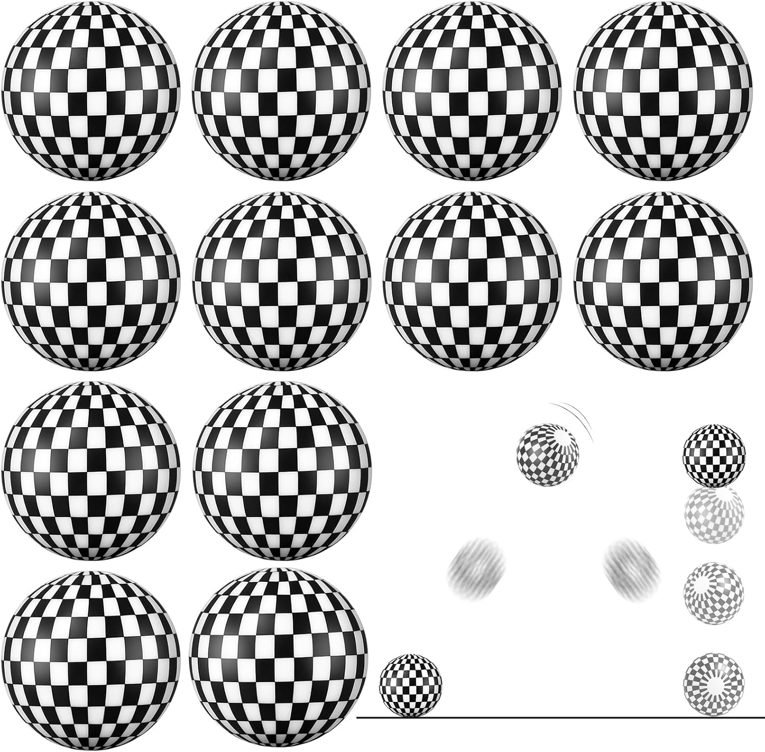 Sotiff 24 Pcs 1.26 Inch 32mm Mini Race Car Stress Bouncy Balls Bulk Checkered Rubber Bounce Balls Bulk for Party Favors, Goodie Bag Fillers, Easter Gift Bag Stuffers, Basket Stuffers, Classroom Prizes