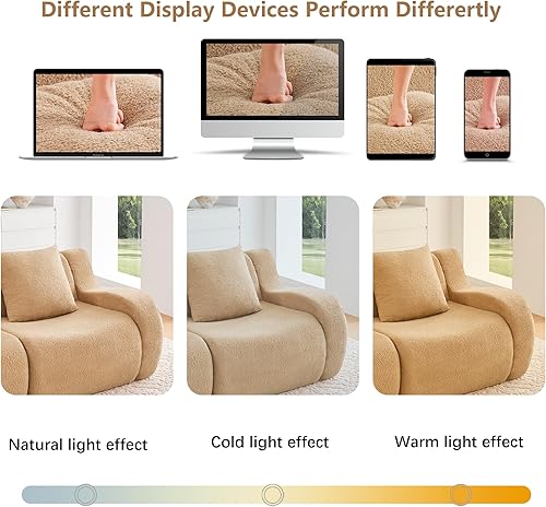 Miniatura 8 de Sofá de tela de peluche, sofá modular de nube, sofás para sala, cómodos sofás seccionales grandes para sala de estar, dormitorio, sin montaje (café,