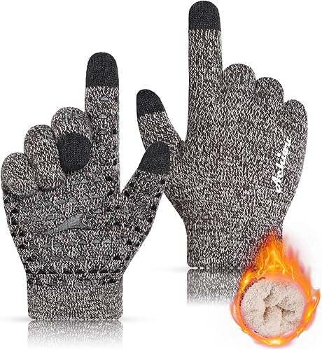 Miniatura 11 de Achiou Guantes de invierno para hombres y mujeres, guantes para pantalla táctil, gel de silicona antideslizante grueso mejorado, forro térmico