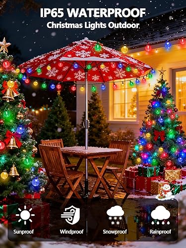 Miniatura 4 de Paquete de 2 guirnaldas de 100 luces LED solares para exteriores, luces impermeables de 64 pies con 8 modos de iluminación, decoraciones de Navidad