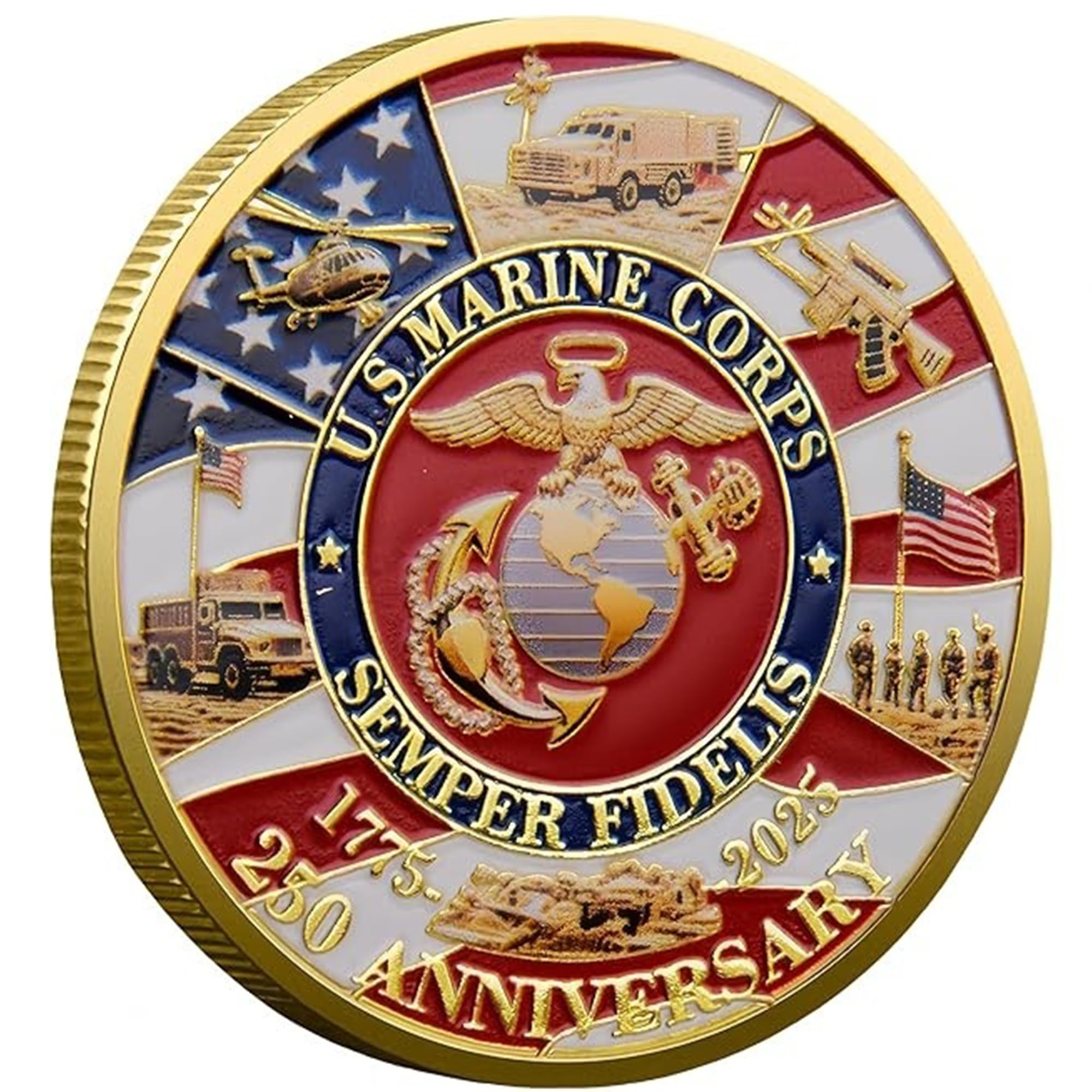 Pièce Commémorative Du Marine Corps 2025 - 250e Anniversaire | Pièce Challenge 3D Artisanale | Collectionneur Militaire Ou Cadeau Vétéran