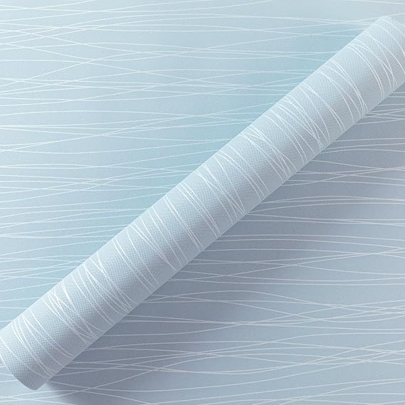 Baketron Light Blue Striped Wallpaper Modern 3D Embossed Wallpaper Metallic Sky Blue Glitter Textured for Bedroom Adults Teenager Living Room Lounge Hallway Hall