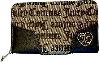 Juicy Couture Call it a Classic 바이폴드 지갑, 토프 다크 브라운, 바이폴드 | Multi Compartment, Gold-Tone Hardware, Logo Print Interior, Zip-Around Closure, ID Window Slot