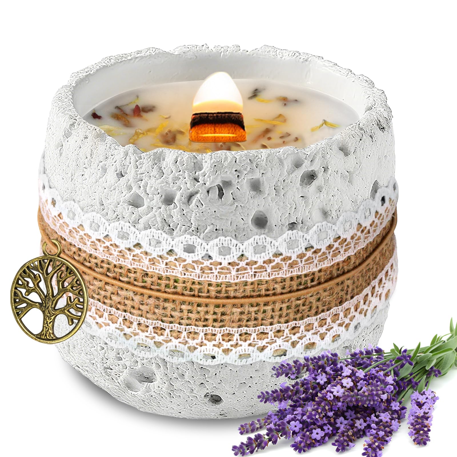 IAGORYUE Luxury Scented Candles Non Toxic Lavender Citronella Candle with Crackling Wick Meteorite Jar Natural Soy Wax Candles 190g 43hr Burn Time Aromatherapy Candle Gift for Relaxation Stress Relief