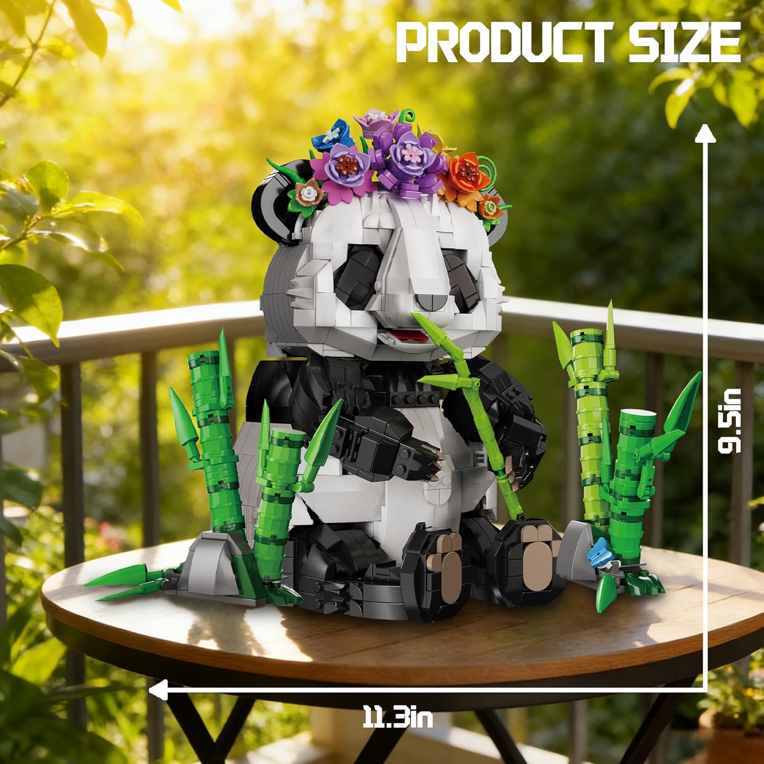 ZONECYTD Panda Building Set with Flowers & Bamboo for Adults, Compatible with Lego Wild Animals Movable Arms and Head Collectible Model Home Decor Gift for Teens Boy Girl