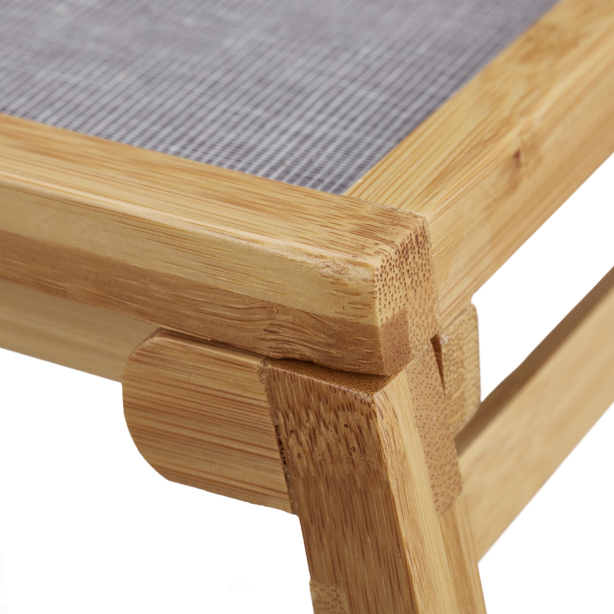 Relaxdays Bandeja de Cama de Bambú, Patas Plegables, Borde Elevado, para Servir el Desayuno, 23x60x33 cm, Natural y Gris