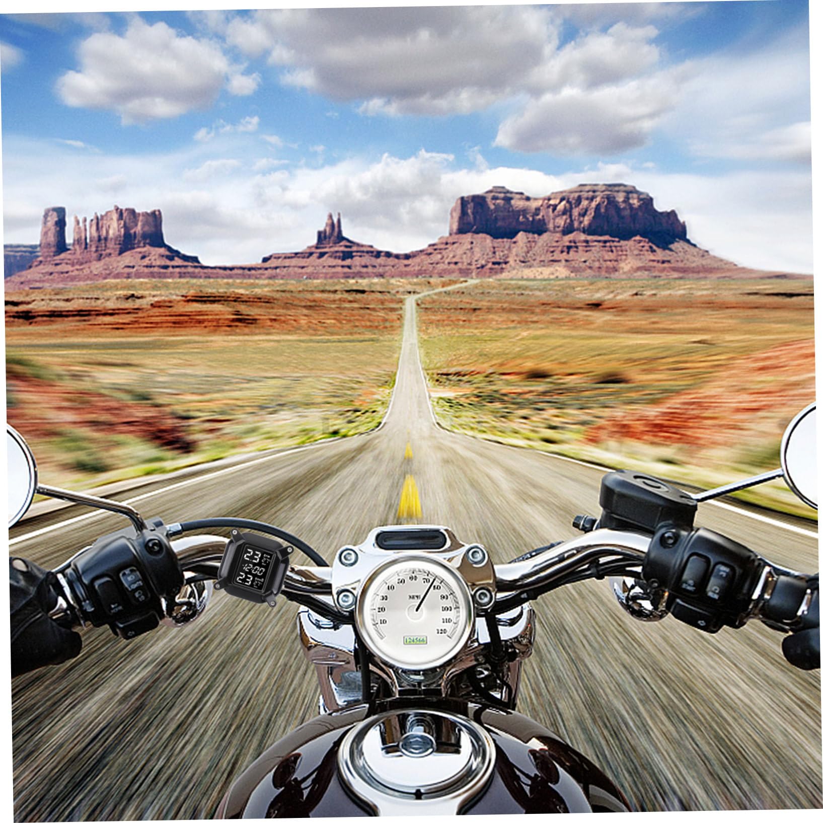 Anneome Monitor De Presión De Neumáticos para Motocicleta, Sensor Digital De Alta Precisión, Sistema Profesional De De Presión y Temperatura, Uso Seguro y Confiable para Motoristas