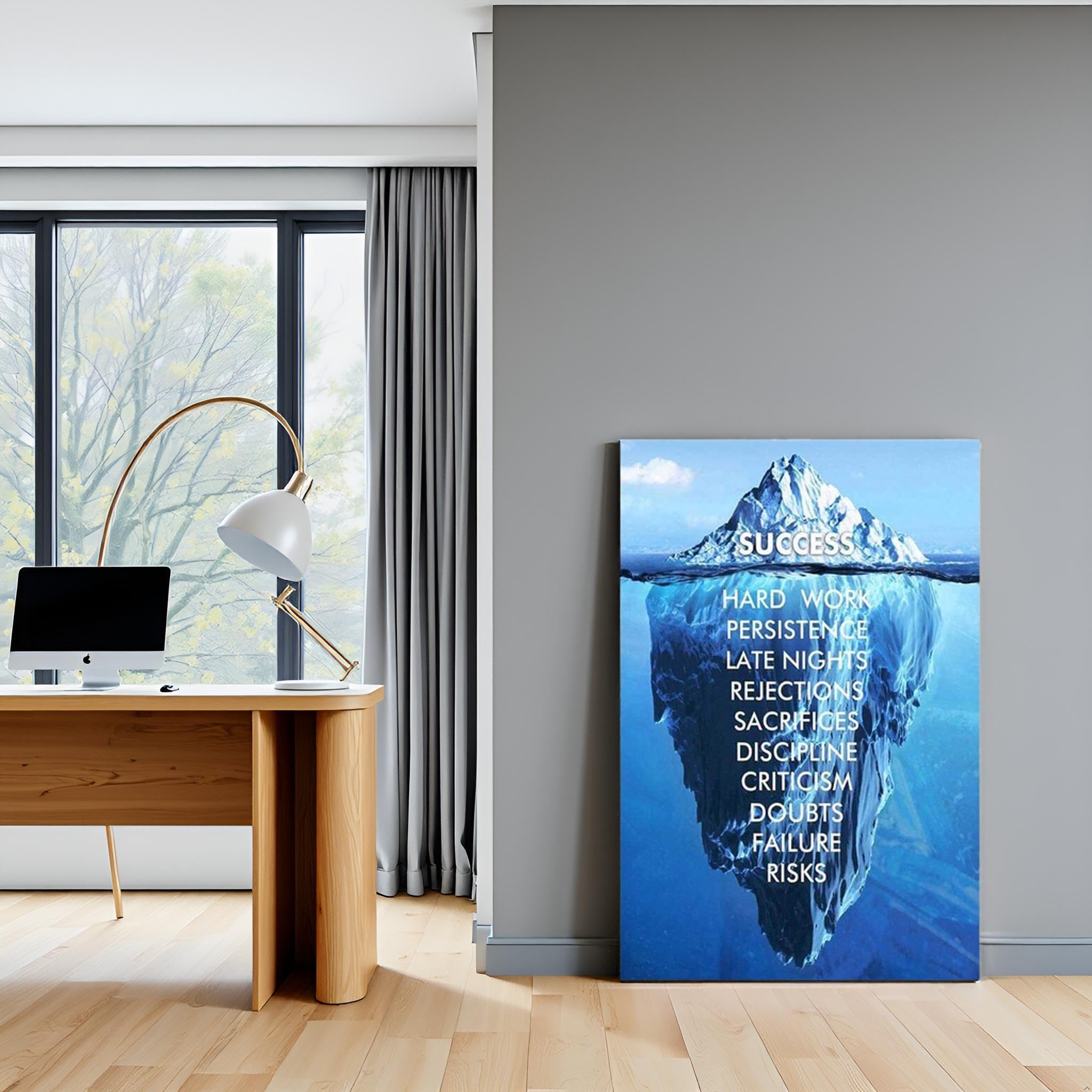 Impresión en lienzo con citas inspiradoras de gran tamaño con lema positivo de Iceberg, para oficina, sala de estudio, decoración de pared, dormitorio (24 x 36 pulgadas (ancho x alto)