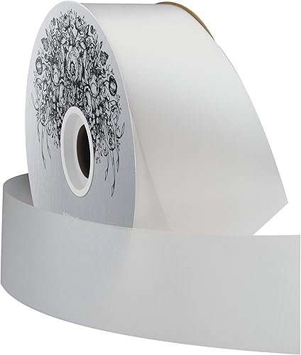 Miniatura 2 de McGinley Mills - Cinta de raso de acetato de 2.0in de ancho, color blanco, carrete de 100 yardas