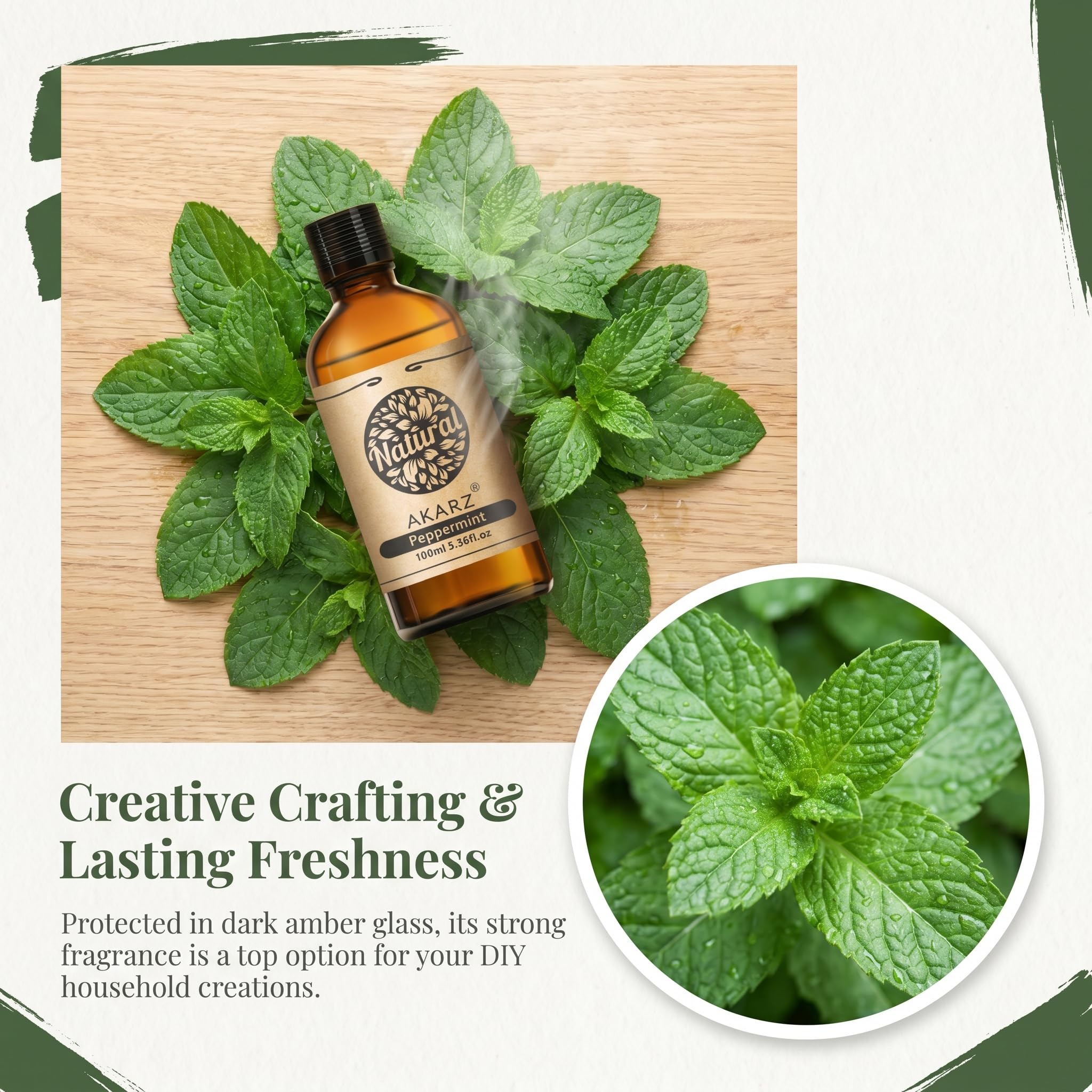 AKARZ 100ml Olejek esencjny z Miaty - Naturalny olejek aromatyczny do dyfuzorów, lamp aromatycznych i aromatów pomieszczeń