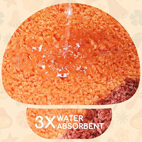 Miniatura 5 de Alfombra de baño con diseño de hongos, pequeña, antideslizante, de secado rápido, lavable, para baño, tapete de baño absorbente de agua, tapete de
