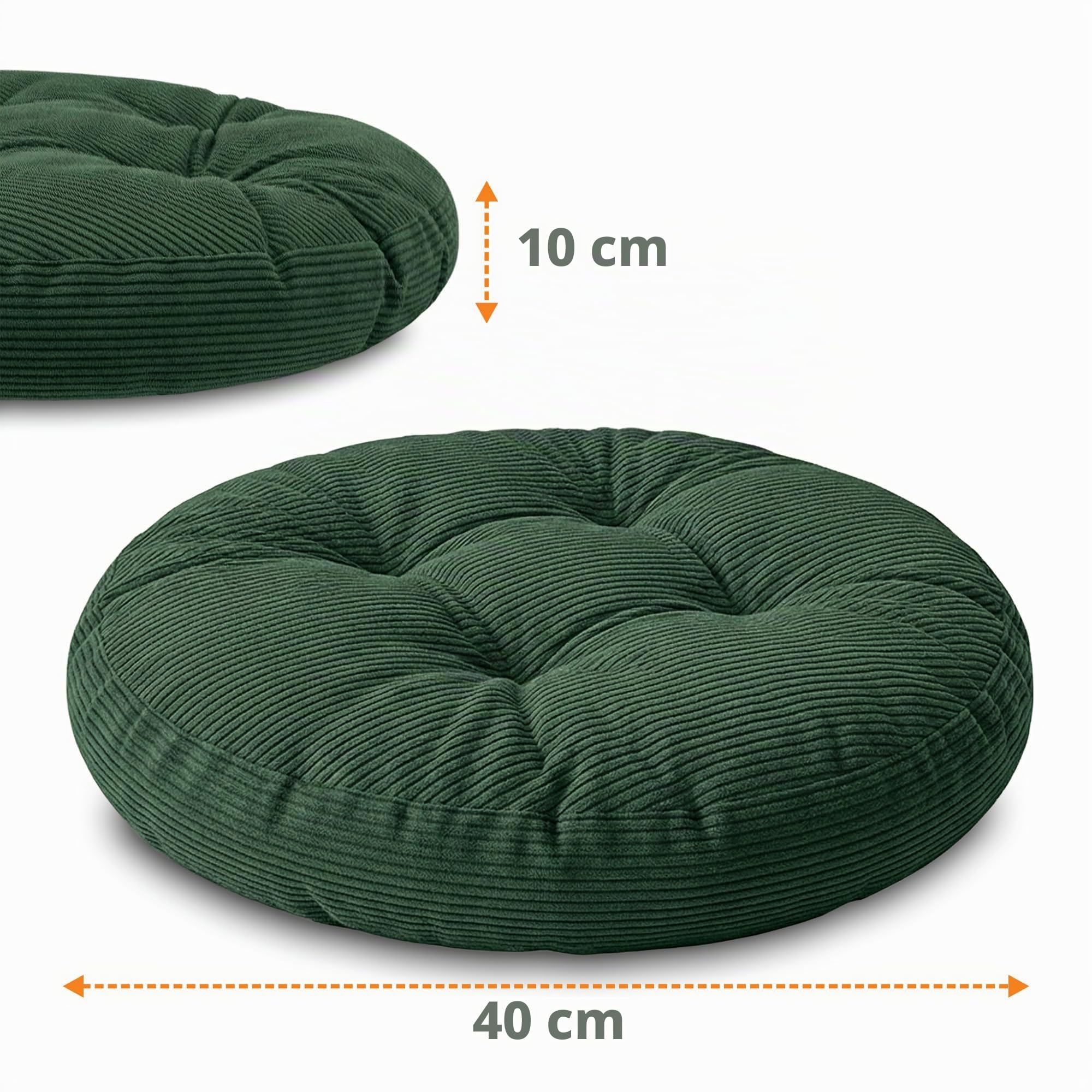 Amazinggirl Cojín Silla Comedor Redondo 40 cm - Juego de 4 Cojines para sillas Cocina Interior Asiento Acolchado Estilo escandinavo Suave Lavable Terciopelo acanelado Verde