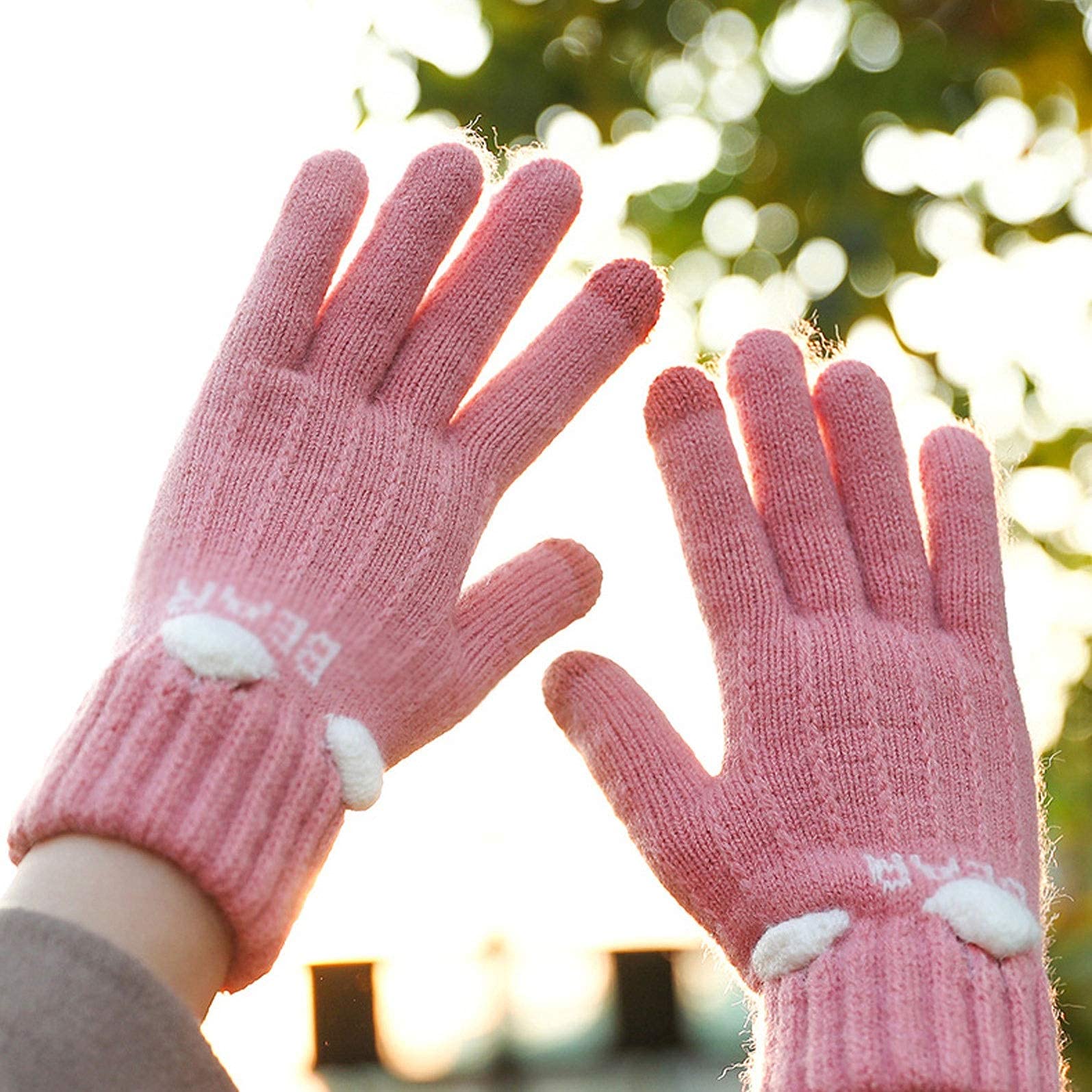 Unisex Dorosły Rękawiczki Zimowe Doskonale Dziecięce Dziewczyna Dzianiny Finger Cats Drukuj Rękawice Miękkie Ciepłe Mitten Zachowaj Ciepłe/D