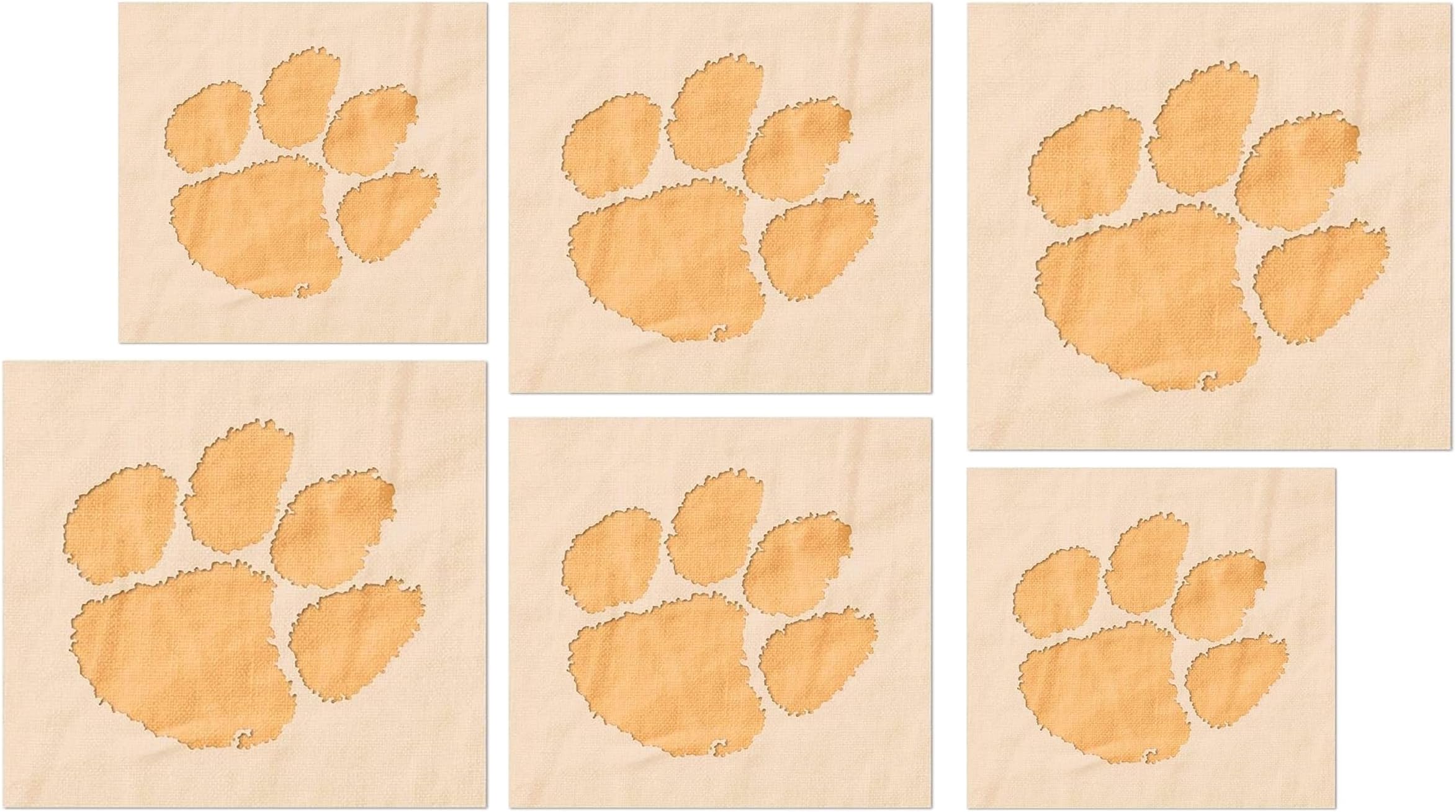 Stencil StopClemson Tigers Paw Stencil Set – 6 Pack, Two Each in 2, 3, and 4 Inches – Officially Licensed Reusable Stencils for Face Painting, Scrapbooking, and DIY Crafts – Durable Plastic for Art and Home Decor