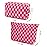 SOIDRAM 2 Pieces Makeup Bag Large Checkered Cosmetic Bag Capacity Canvas Mix Travel Toiletry Bag Organizer Cute Makeup Brushes Aesthetic Accessories Storage Bag for Women, Checkered Mix Rose Red
