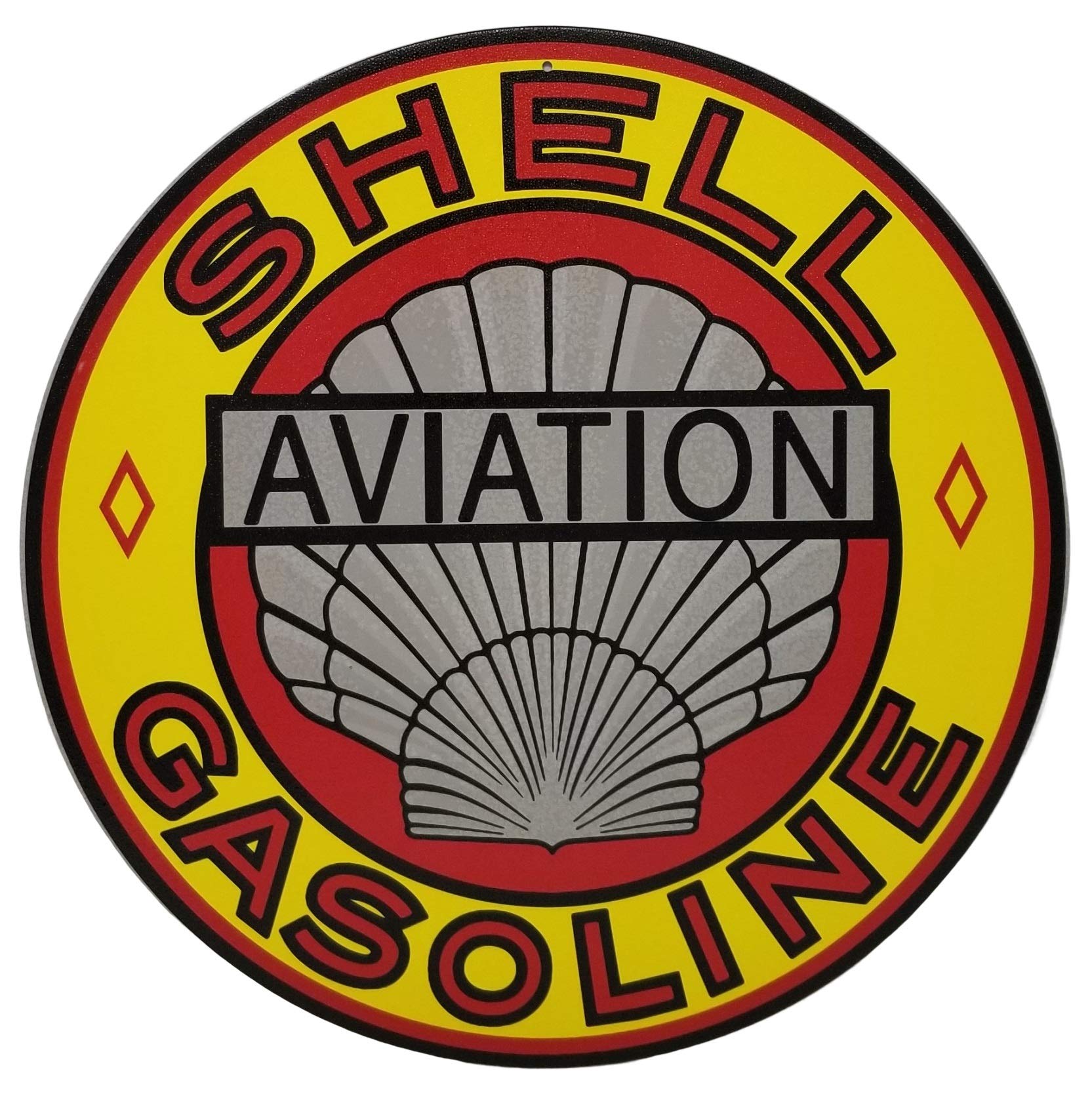 Aviation Shell Gasoline 12" Round Metal Sign Pub Game Room Bar Garage