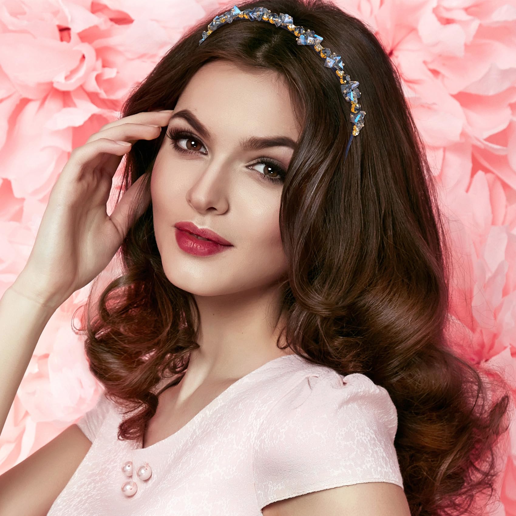 Amazon.com : HINZIC 2 Pack Crystal Rhinestone Thin Headbands 