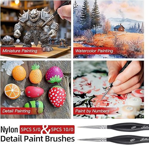 Miniatura 8 de golden maple - Juego de 13 pinceles de pintura en miniatura y pinceles secos para pintura de detalles finos, pintura acrílica, acuarela, óleo,